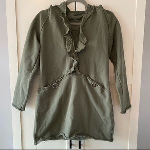 Neon Buddha Half-Zip Hoodie in Olive Green